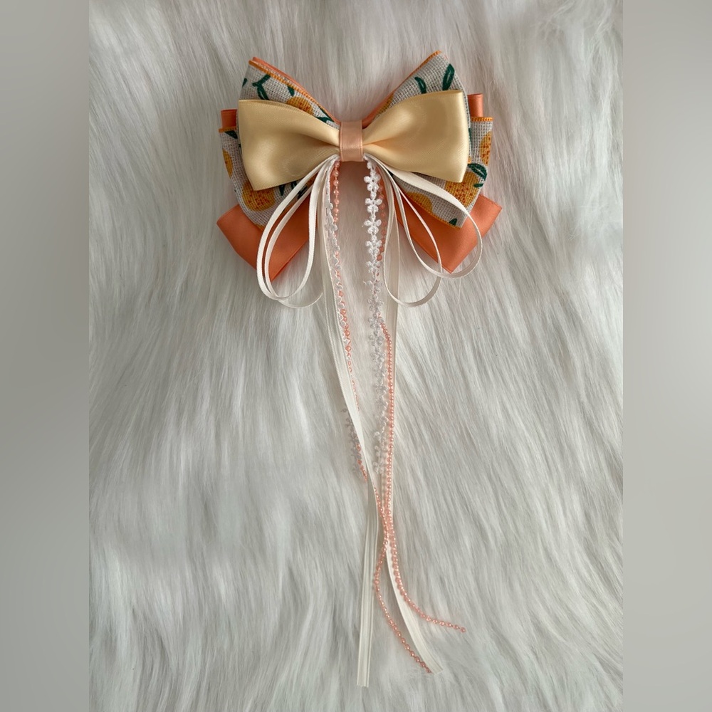 Elegant Cream and Orange Hair Bow